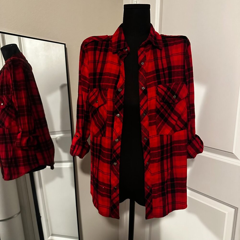 Plaid Checkered Red Long Sleeve